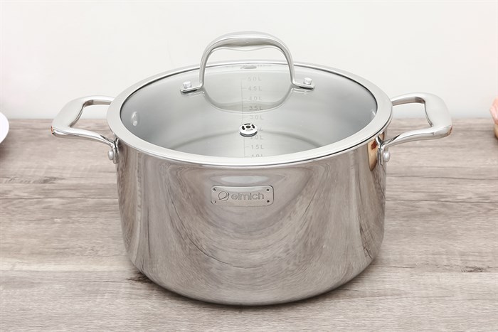 Bộ nồi quánh inox 3 đáy nắp kính Elmich Trimax XS EL-3743 Màu Bạc Inox