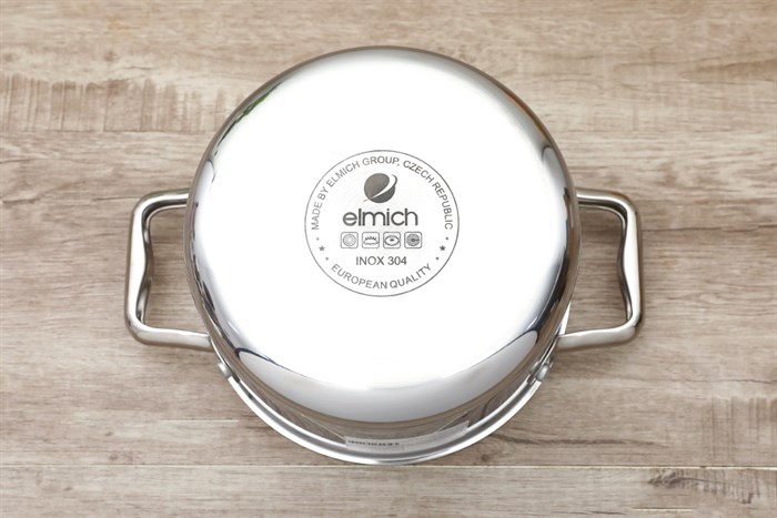 Bộ 3 nồi inox 3 đáy nắp kính Elmich Trimax Eco EL-8000 Màu Bạc Inox