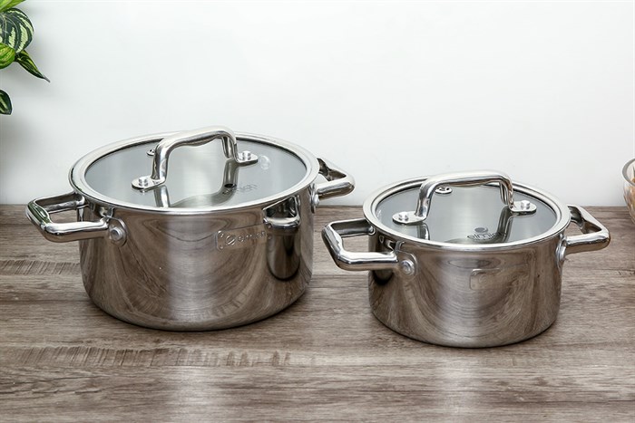 Bộ 2 nồi inox 3 đáy nắp kính Elmich Trimax Eco EL-8006
