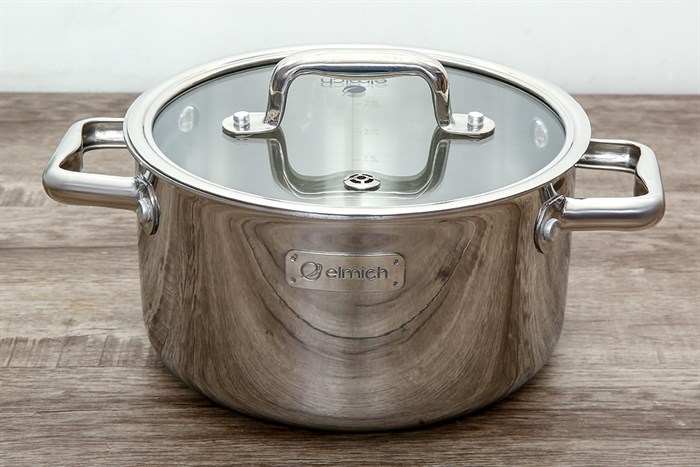 Bộ 2 nồi inox 3 đáy nắp kính Elmich Trimax Eco EL-8006 Màu Bạc Inox
