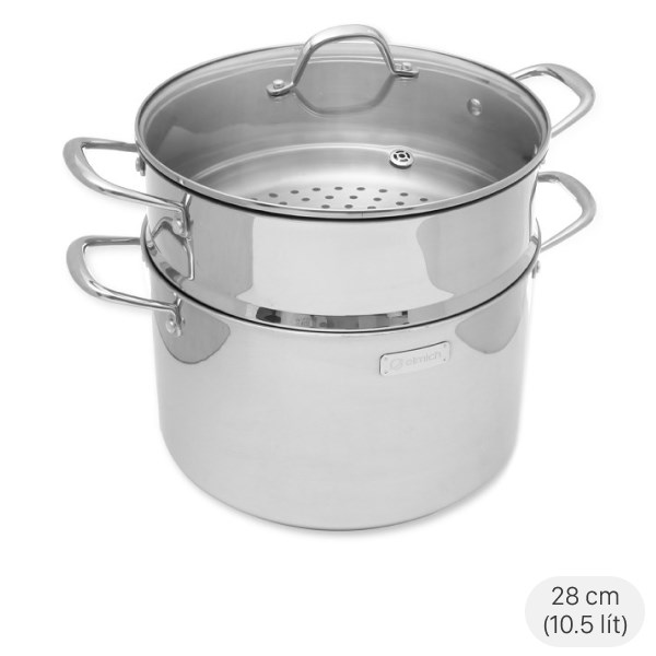 Bộ nồi xửng inox nắp kính 28 cm Elmich Trimax Cz EL-3831