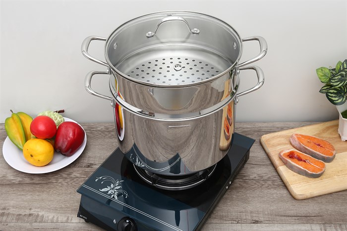 Bộ nồi xửng inox nắp kính 28 cm Elmich Trimax Cz EL-3831 Màu Bạc Inox