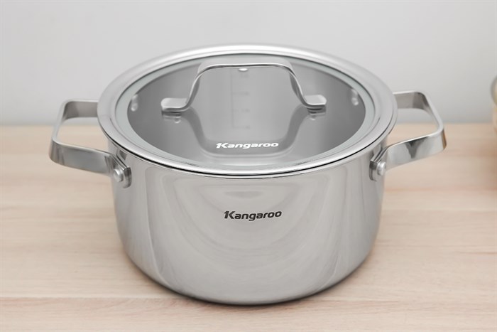 Bộ 3 nồi inox 3 đáy nắp kính Kangaroo KG304IP1 Màu Bạc Inox