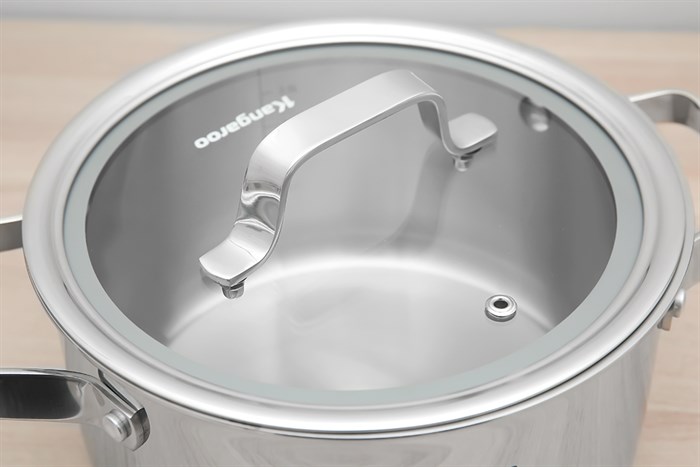 Bộ 3 nồi inox 3 đáy nắp kính Kangaroo KG304IP1 Màu Bạc Inox