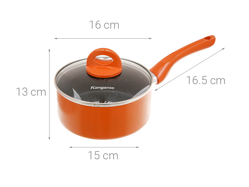 Quánh nhôm chống dính nắp kính 16 cm Kangaroo KG921