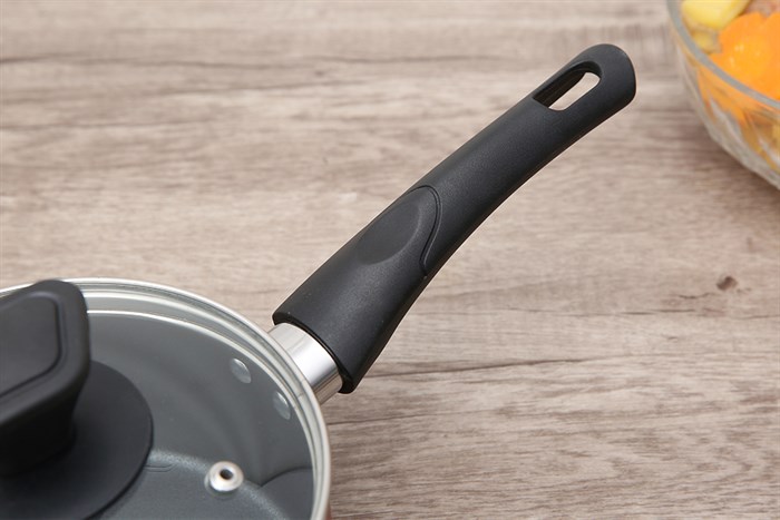 Quánh nhôm chống dính nắp kính 16 cm Delites QCDE004-16 Màu Đỏ