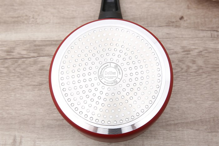 Quánh nhôm chống dính nắp kính 16 cm Delites QCDE004-16 Màu Đỏ