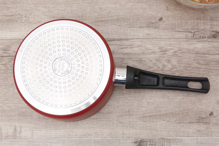 Quánh nhôm chống dính nắp kính 16 cm Delites QCDE004-16 Màu Đỏ