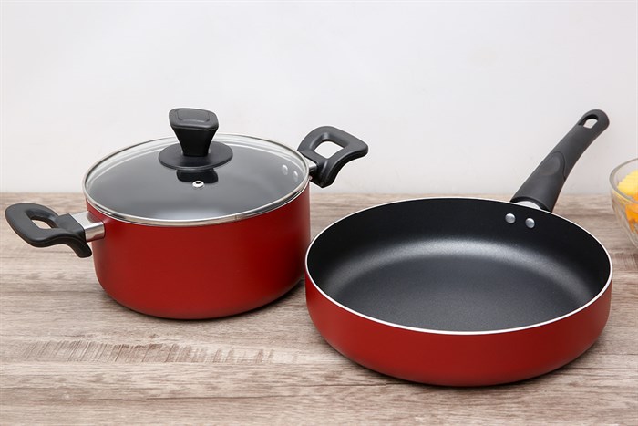 Bộ nồi chảo nhôm nắp kính Delites NCE005-20-26