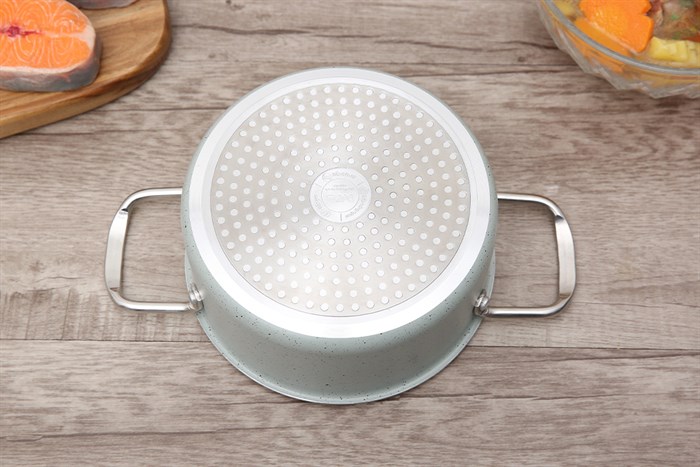 Nồi nhôm chống dính nắp kính 16 cm Delites NCDE006-16 Màu Xanh