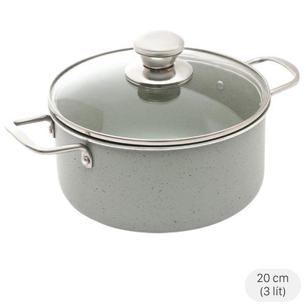 Nồi Nhôm Chống Dính Nắp Kính 20 Cm Delites Ncde007 - 20