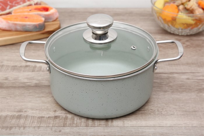 Nồi nhôm chống dính nắp kính 20 cm Delites NCDE007-20