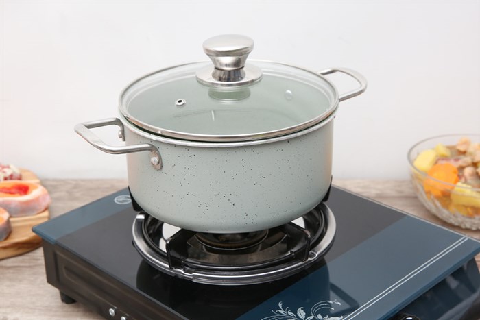 Nồi nhôm chống dính nắp kính 20 cm Delites NCDE007-20 Màu Xanh