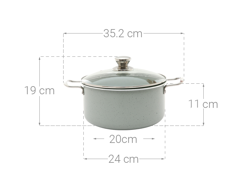 Nồi nhôm chống dính nắp kính 24 cm Delites NCDE008-24