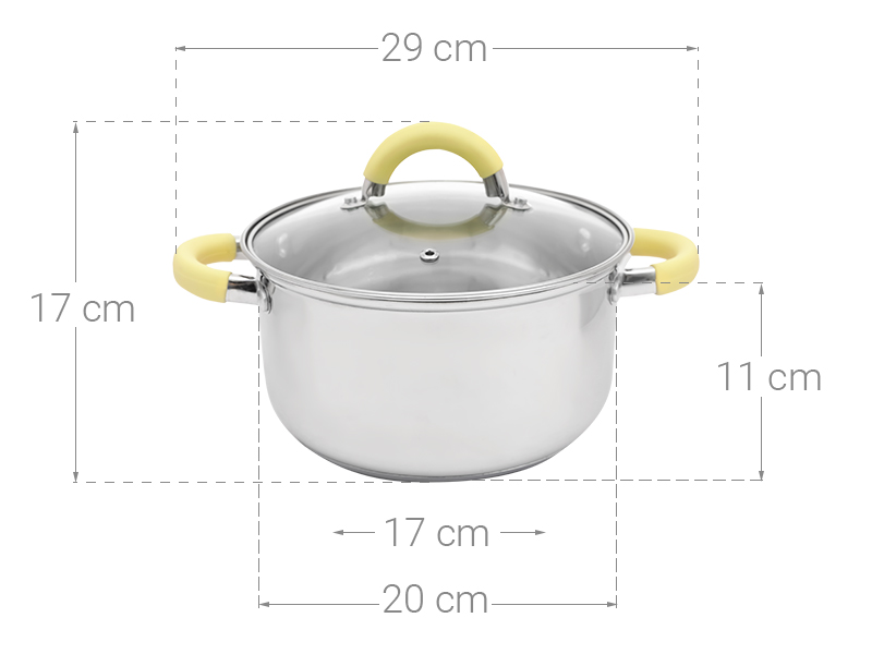 Nồi inox 3 đáy nắp kính 20 cm Delites CW-S042-20A