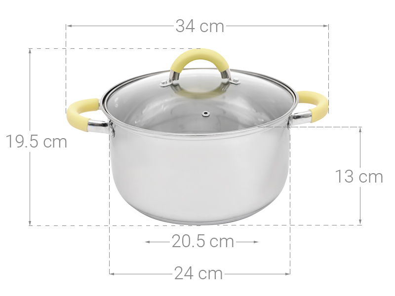 Nồi inox 3 đáy nắp kính 24 cm Delites CW-S042-24A