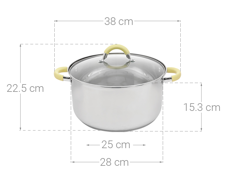 Nồi inox 3 đáy nắp kính 28 cm Delites CW-S042-28A