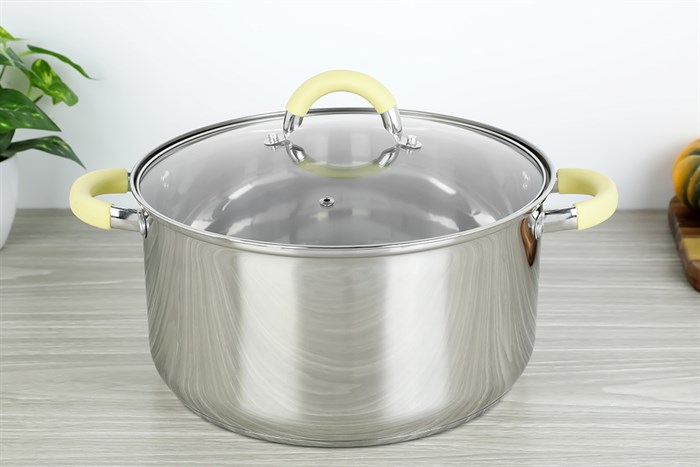 Nồi inox 3 đáy nắp kính 28 cm Delites CW-S042-28A Màu Bạc Inox