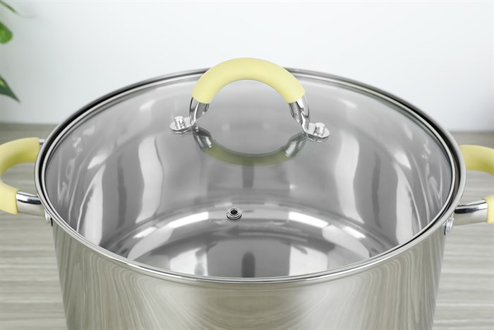 Nồi inox 3 đáy nắp kính 28 cm Delites CW-S042-28A Màu Bạc Inox