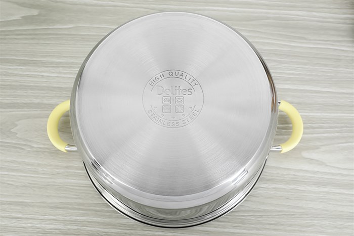 Nồi inox 3 đáy nắp kính 28 cm Delites CW-S042-28A Màu Bạc Inox