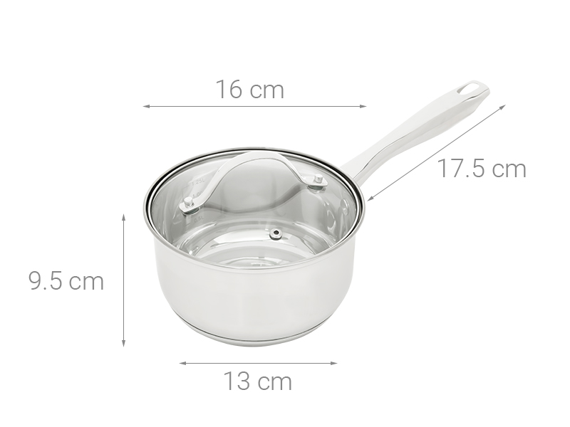 Quánh inox 3 đáy nắp kính 16 cm Delites CW-G001N