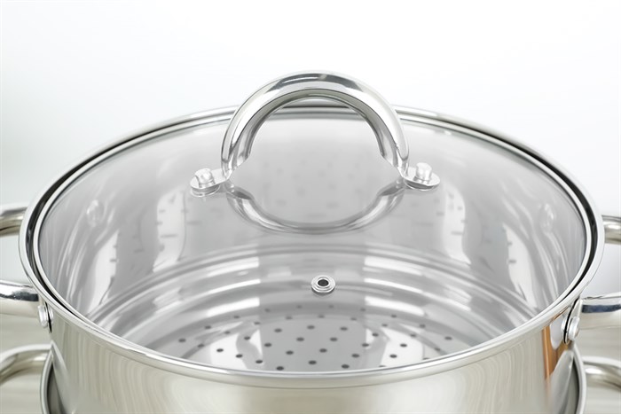 Bộ nồi xửng inox 3 đáy nắp kiếng đáy từ 24 cm Delites CW-S106-1 Màu Bạc Inox