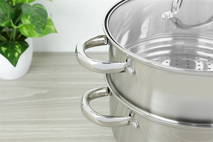 Bộ nồi xửng inox 3 đáy nắp kiếng đáy từ 24 cm Delites CW-S106-1 Màu Bạc Inox