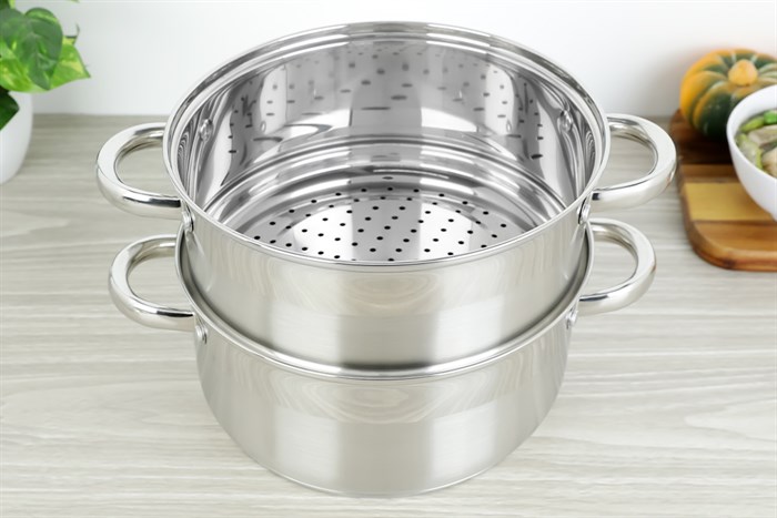 Bộ nồi xửng inox 3 đáy nắp kiếng đáy từ 24 cm Delites CW-S106-1 Màu Bạc Inox