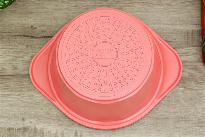 Nồi Ceramic nắp kính 20 cm Green Cook GCS02-20IH Màu Hồng