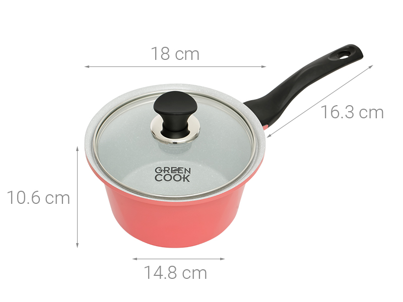 Quánh Ceramic nắp kính 18 cm Green Cook GCS02-18IH