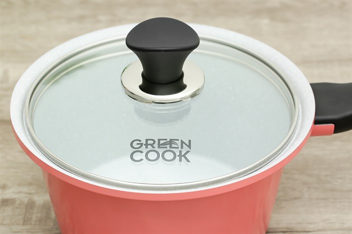 Quánh Ceramic nắp kính 18 cm Green Cook GCS02-18IH Màu Hồng