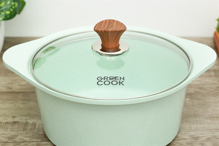 Nồi Ceramic nắp kính 24 cm Green Cook GCS05-24IH Màu Xanh ngọc