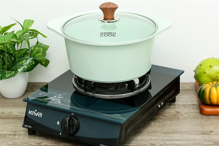 Nồi Ceramic nắp kính 24 cm Green Cook GCS05-24IH Màu Xanh ngọc