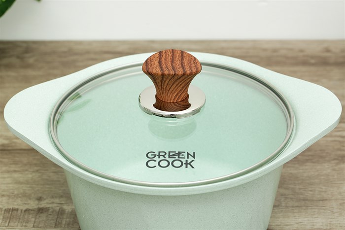 Nồi Ceramic nắp kính 20 cm Green Cook GCS05-20IH Màu Xanh ngọc
