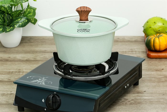 Nồi Ceramic nắp kính 20 cm Green Cook GCS05-20IH Màu Xanh ngọc