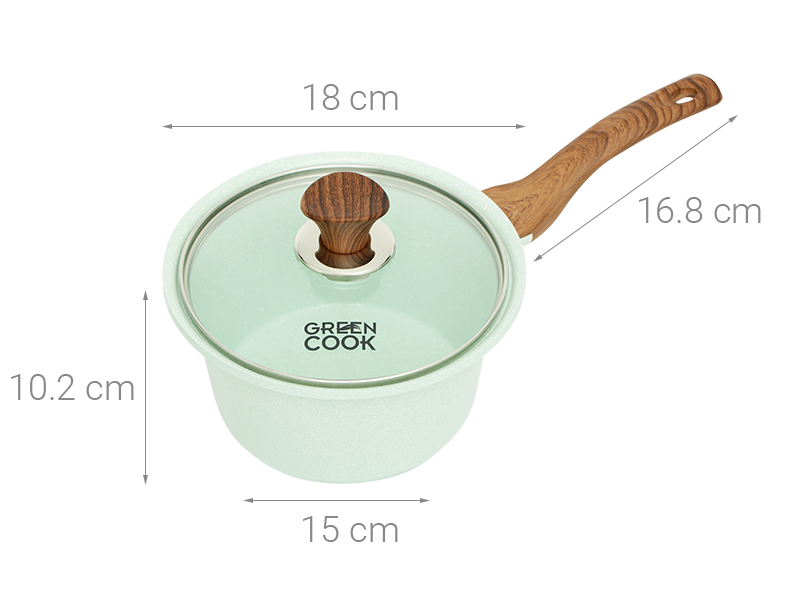 Quánh Ceramic nắp kính 18 cm Green Cook GCS05-18IH