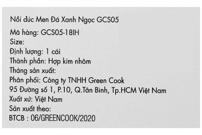 Quánh Ceramic nắp kính 18 cm Green Cook GCS05-18IH Màu Xanh ngọc