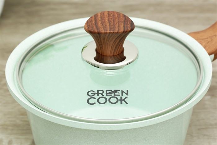 Quánh Ceramic nắp kính 18 cm Green Cook GCS05-18IH Màu Xanh ngọc