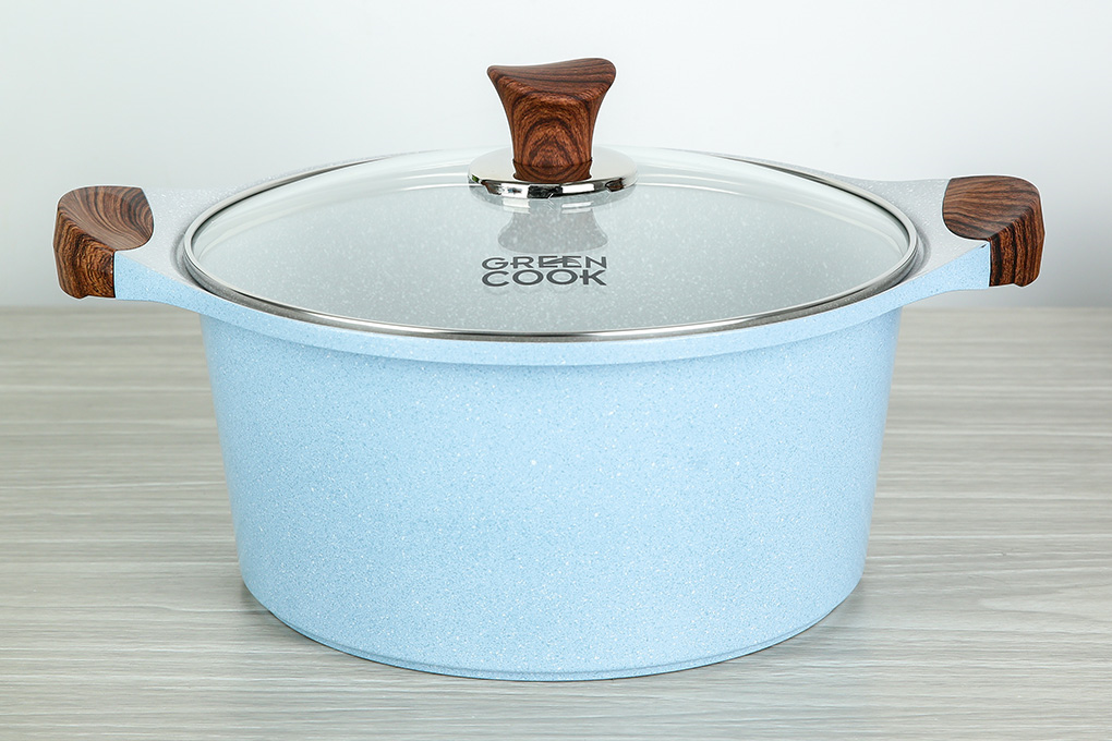 Nồi Ceramic nắp kính 24 cm Green Cook GCS22-24IH Màu Xanh Dương