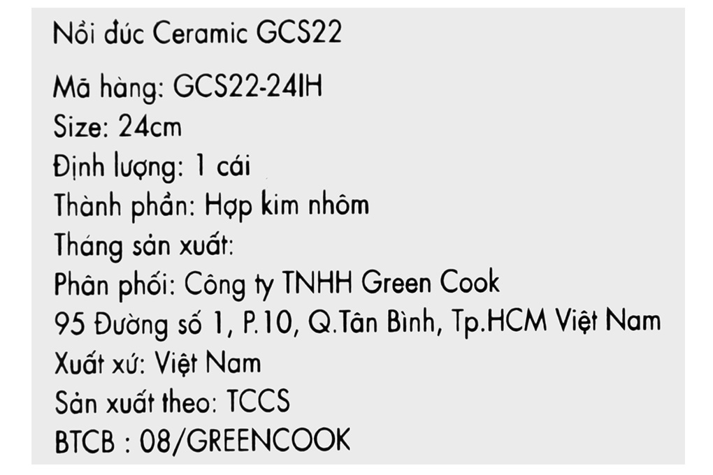 Nồi Ceramic nắp kính 24 cm Green Cook GCS22-24IH Màu Xanh Dương