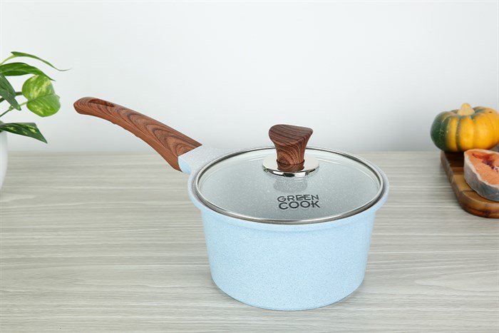 Bộ 3 cái nồi quánh Ceramic nắp kính Green Cook GCS22-T1 Màu Xanh Dương