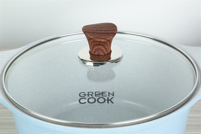 Bộ 3 cái nồi quánh Ceramic nắp kính Green Cook GCS22-T1 Màu Xanh Dương