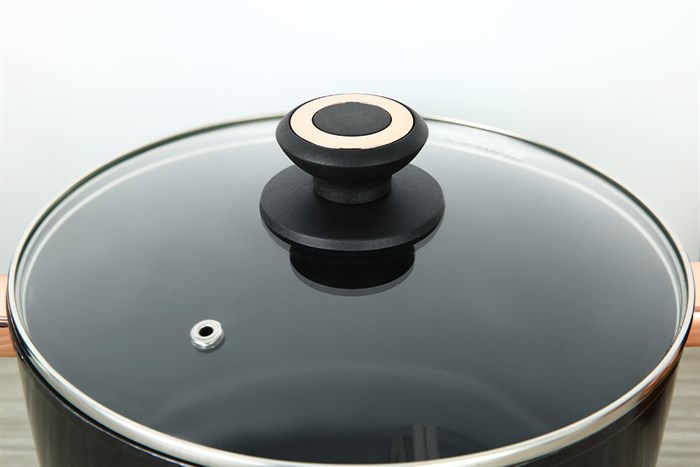 Nồi nhôm chống dính Ultra Titanium nắp kính 24 cm Sunhouse ST2210B-24 Màu Đen