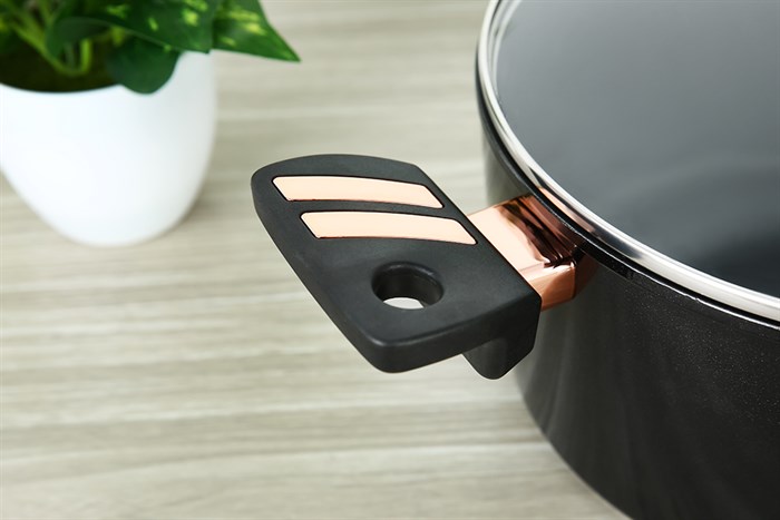 Nồi nhôm chống dính Ultra Titanium nắp kính 24 cm Sunhouse ST2210B-24 Màu Đen