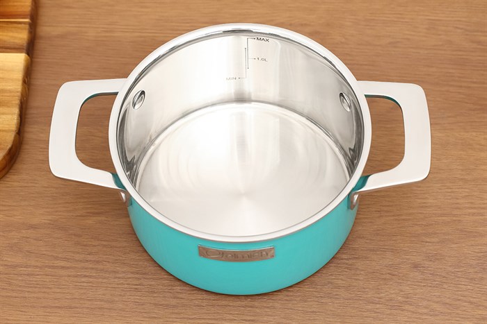 Nồi inox 3 đáy nắp kính 16 cm Elmich Hera EL-8100 Màu Xanh ngọc