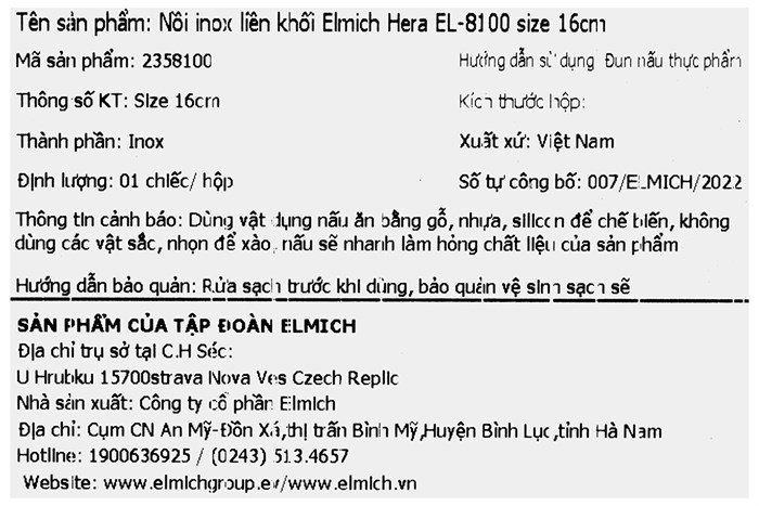 Nồi inox 3 đáy nắp kính 16 cm Elmich Hera EL-8100 Màu Xanh ngọc