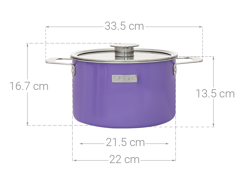 Nồi inox 3 đáy nắp kính 22 cm Elmich Hera EL-8183