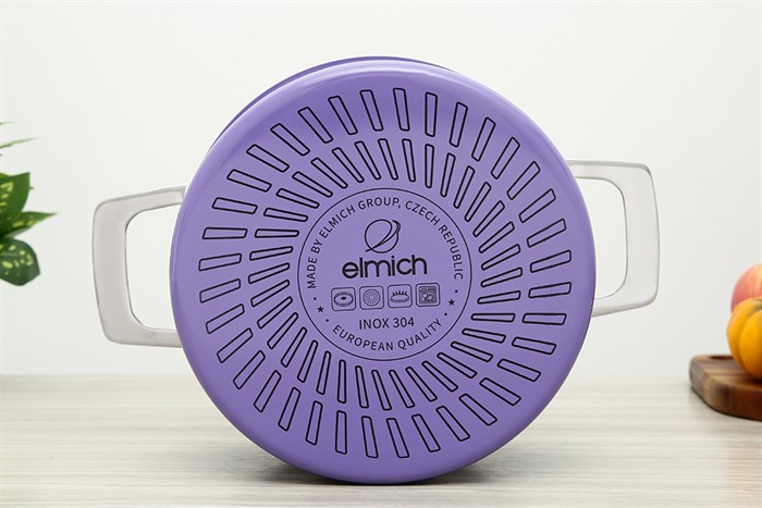 Nồi inox 3 đáy nắp kính 22 cm Elmich Hera EL-8183 Màu Tím