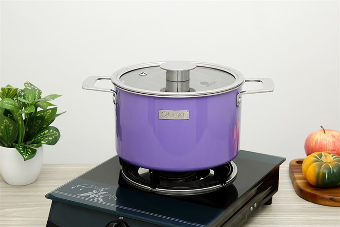 Nồi inox 3 đáy nắp kính 22 cm Elmich Hera EL-8183 Màu Tím