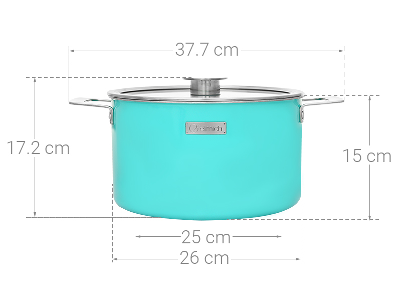 Nồi inox 3 đáy nắp kính 26 cm Elmich Hera EL-8104